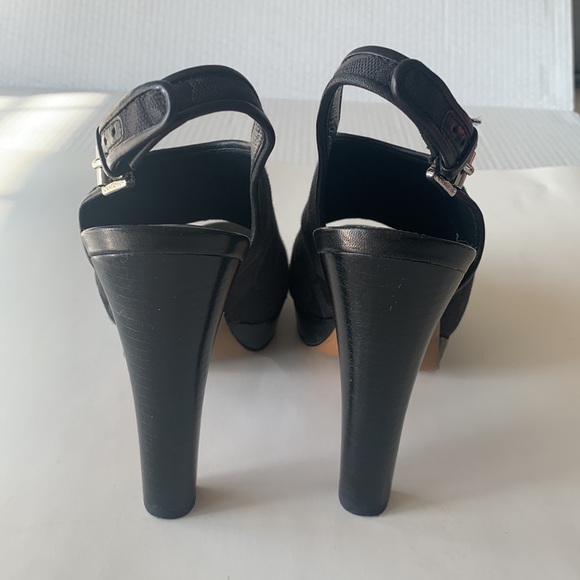 COACH Black Signature Logo Canvas Slingback Pumps: SIZE 8 - Picture 4 of 15